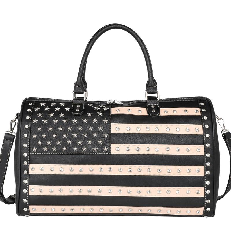 Montana West Duffel Bag American Flag Studded Large Travel Weekender Bag